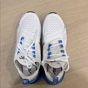 Nike Women’s Air Max 270 white and university blue. Brand new never worn.